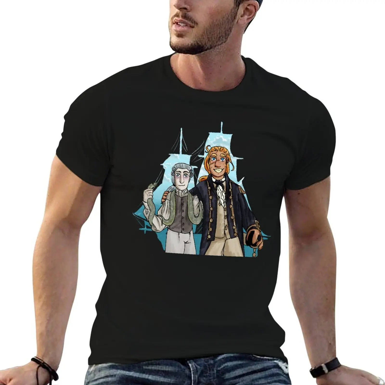 Camiseta de Captain Jack Aubrey y Stephen Maturin, camisetas para hombre, camisetas gráficas divertidas con estampados, camiseta