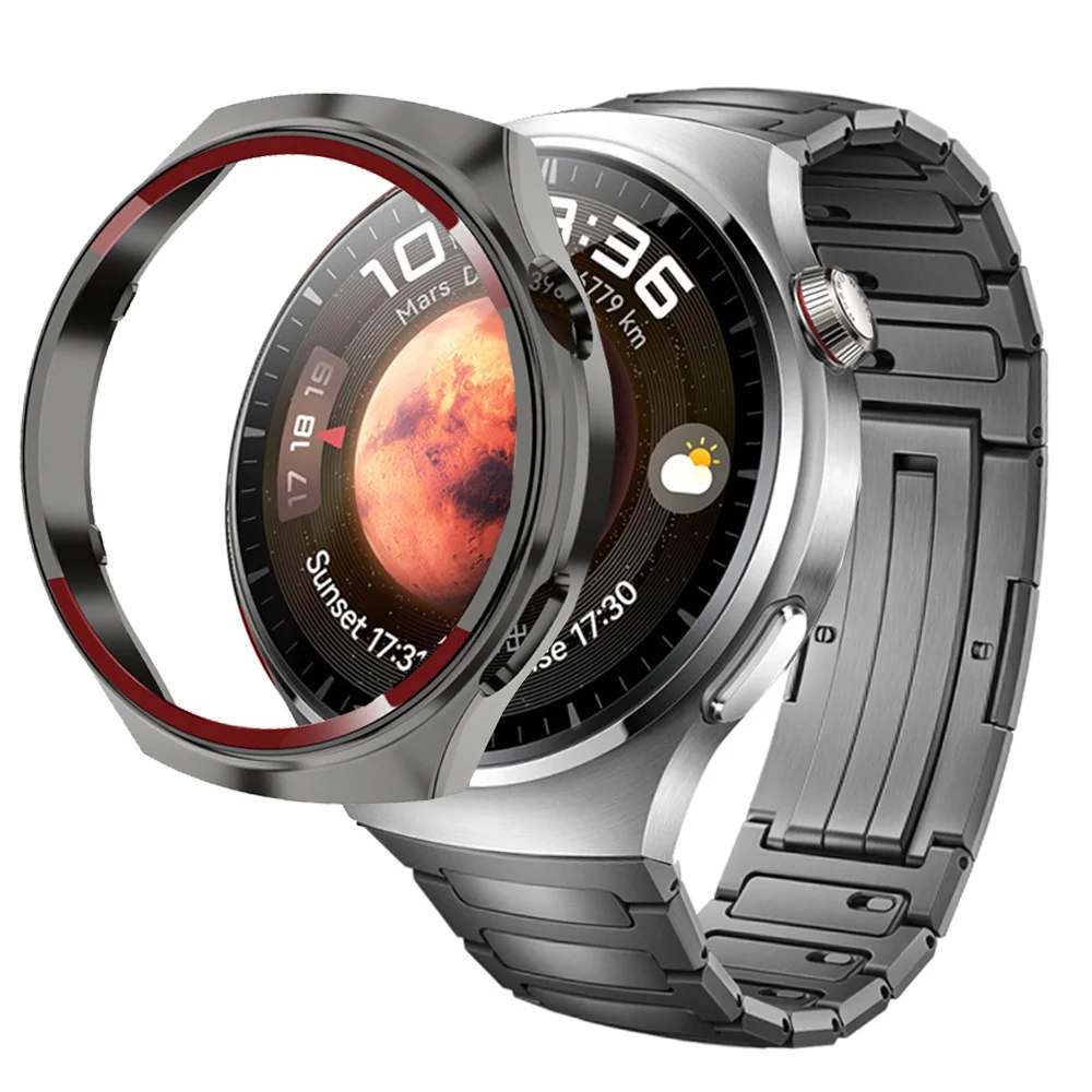 

No Gaps Luxury Titanium Alloy Strap+ PC Case For Huawei Watch 4 Pro Change To Space Edition Metal Bracelet Business Band Correa