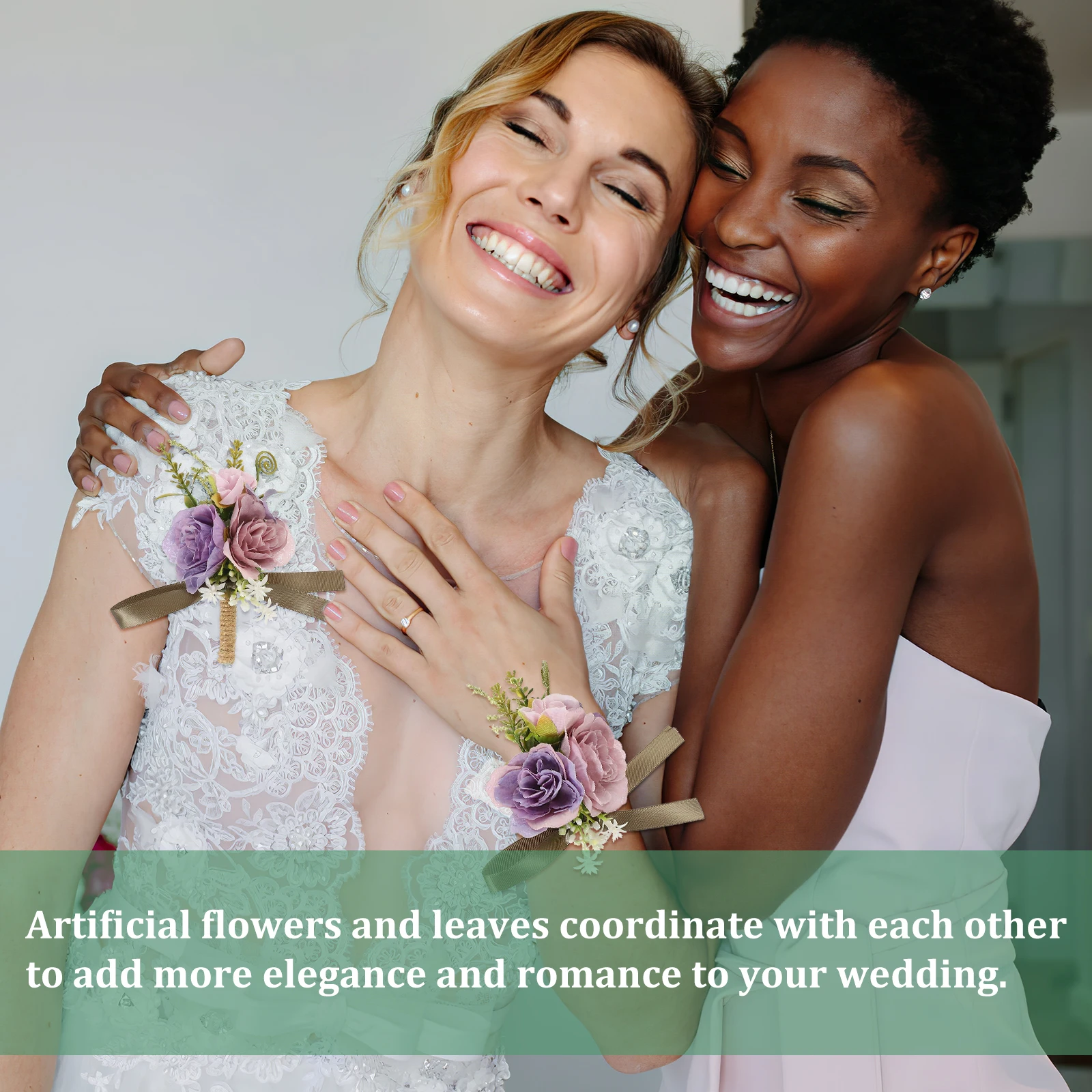 

1Set Sturdy Artificial Flower Wristlet Set Elegant Wedding Decor Bride Groom Bridesmaid Accessory Wedding Flower Bracelet