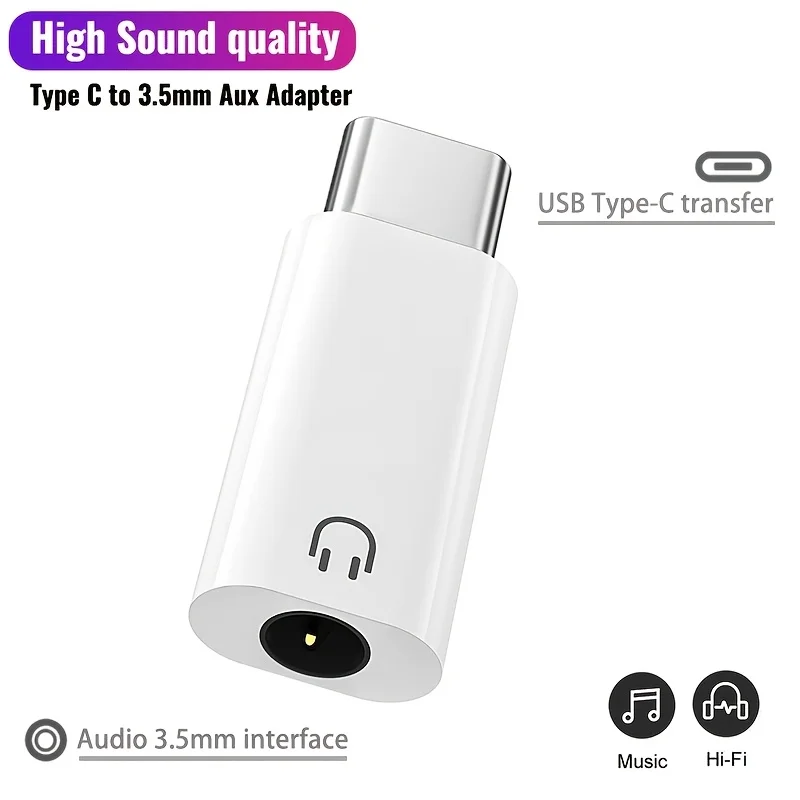 Portable USB C to 3.5Mm Audio Adapter for Car/Home,Hi-Fi Aux Dongle for Iphone 15/16,Samsung S24/S23,Pixel,Ipad Pro - 1/2/4 Pack