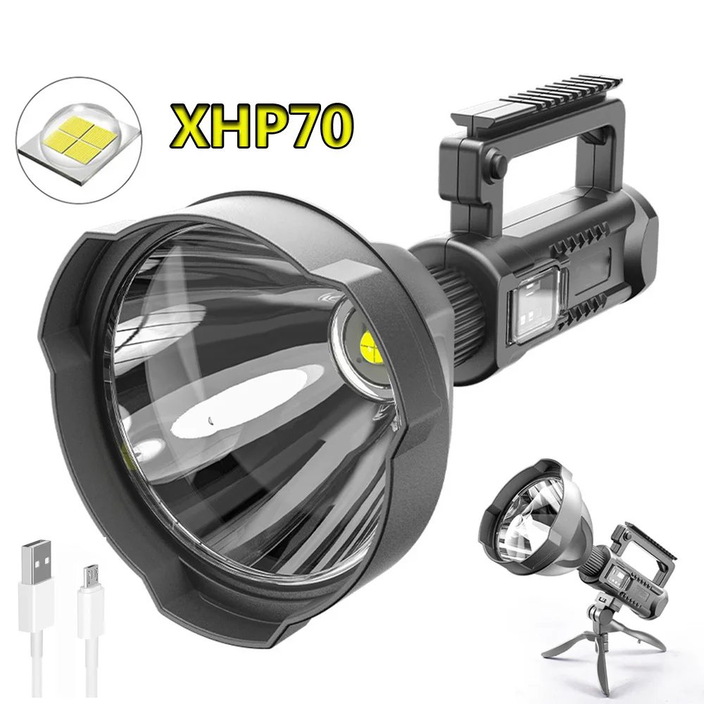 

Rechargeable LED Flashlight High Power Portable Searchlight Rechargeable Waterproof Camping Hiking XHP70 Torch Lamp