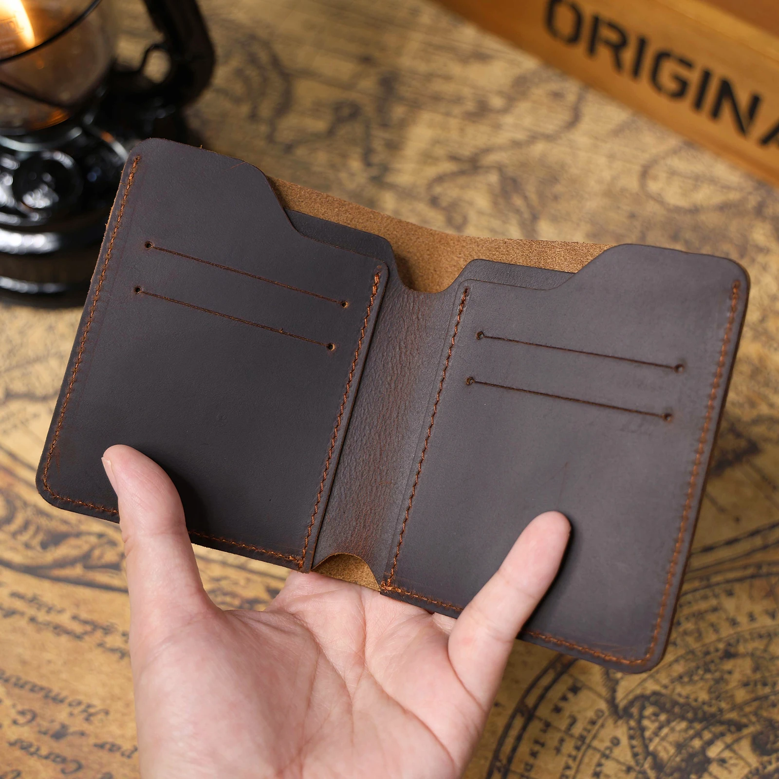 Echtes Leder Herren-Geldbörse Kartenhalter Einfache Mini-Geldbörse Perfekt zum Tragen von Bargeld & Karten – Detail 9