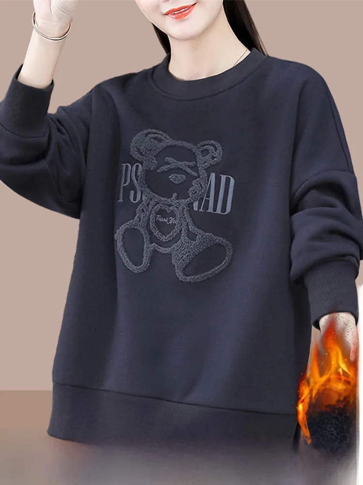 سترة أطفال مخملية مطرزة من Thiened ملابس نسائية للخريف والشتاء ملابس كورية طويلة Sve