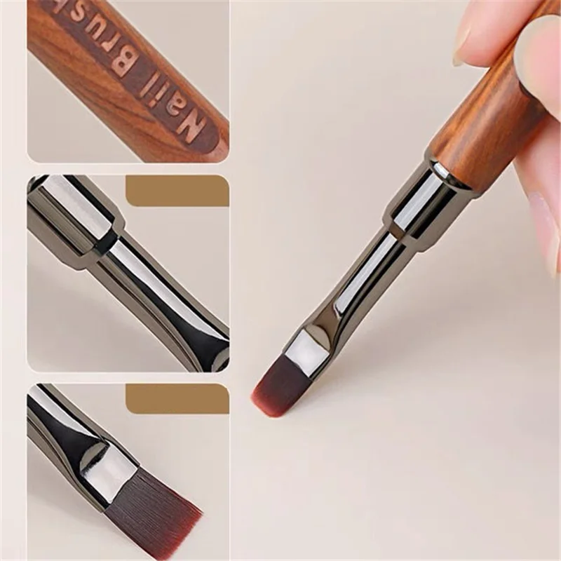 Set di pennelli per unghie in ebano con coperchio, cavo a doppia testa, fototerapia, testa tonda, pittura, gradiente, Fiona Fang, negozio di unghie speciale.