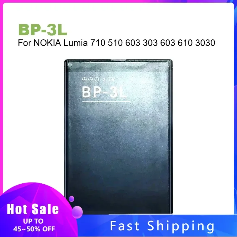 

Сменный аккумулятор для мобильного телефона BP-3L для NOKIA Lumia 710 510 603 303 603 610 3030 BP 3L 1300 мАч