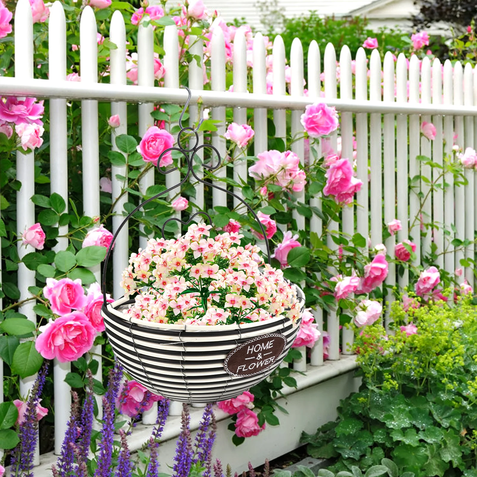 

Wall Hanging Flower Basket Woven Storage Baskets Plastic Lightweight Rustic Decoration Practical Gift