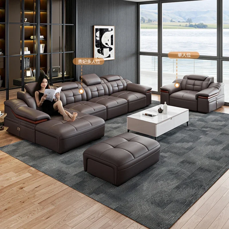 Nordic Modern Corner Sofas Sectional Genuine Leather Minimalist Floor Recliner Sofa Loveseat L Shape Woonkamerbanken Furniture