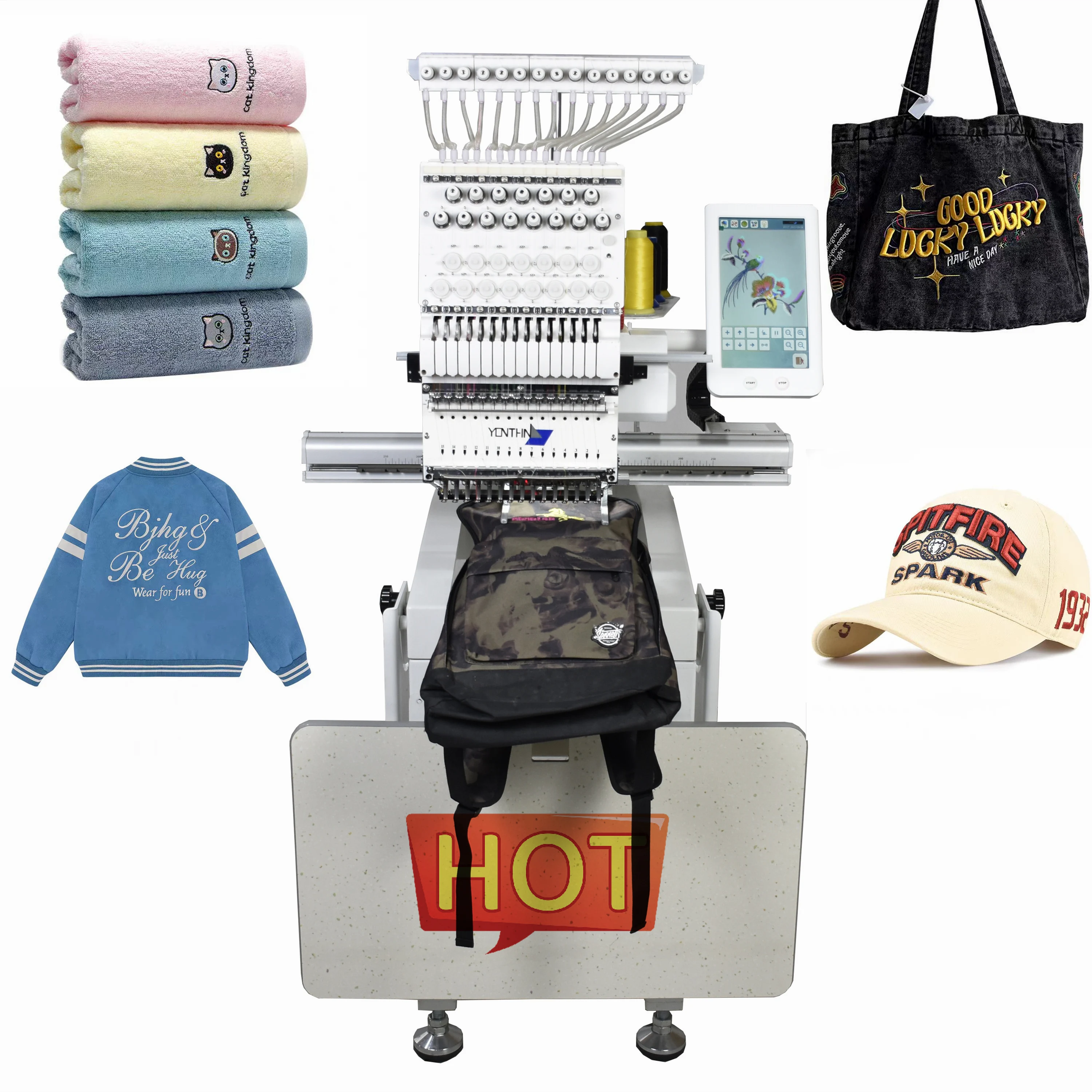 Yonthin Automatic Choice Woven Towel Printing Machinery Embroidery Printing Machines for Badges Cap T-shirt 3D Dress Embroidery