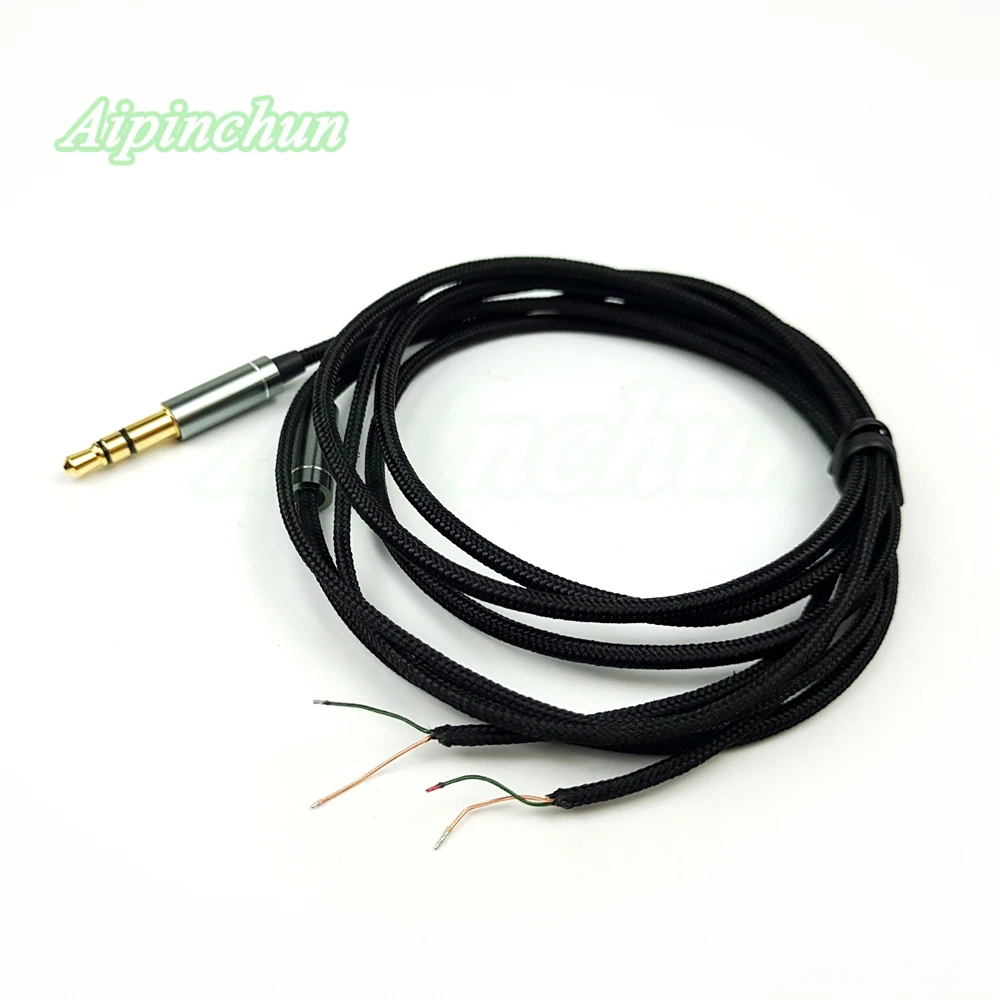 Aipinchun 3.5mm 3-Pole Jack DIY Earphone Cable Headphone Repair Replacement Wire Cord Black Color A42