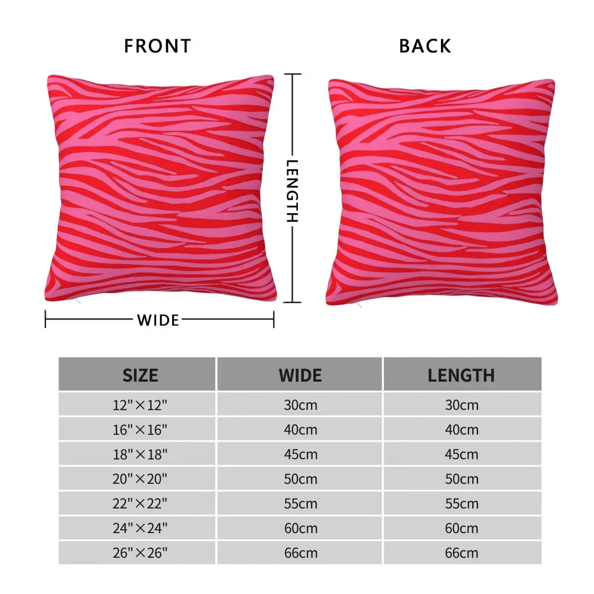 Pink Red Zebra Stripes Square Pillowcase Polyester Linen Velvet Creative Zip Decorative Throw Pillow Case Room Cushion Case 18