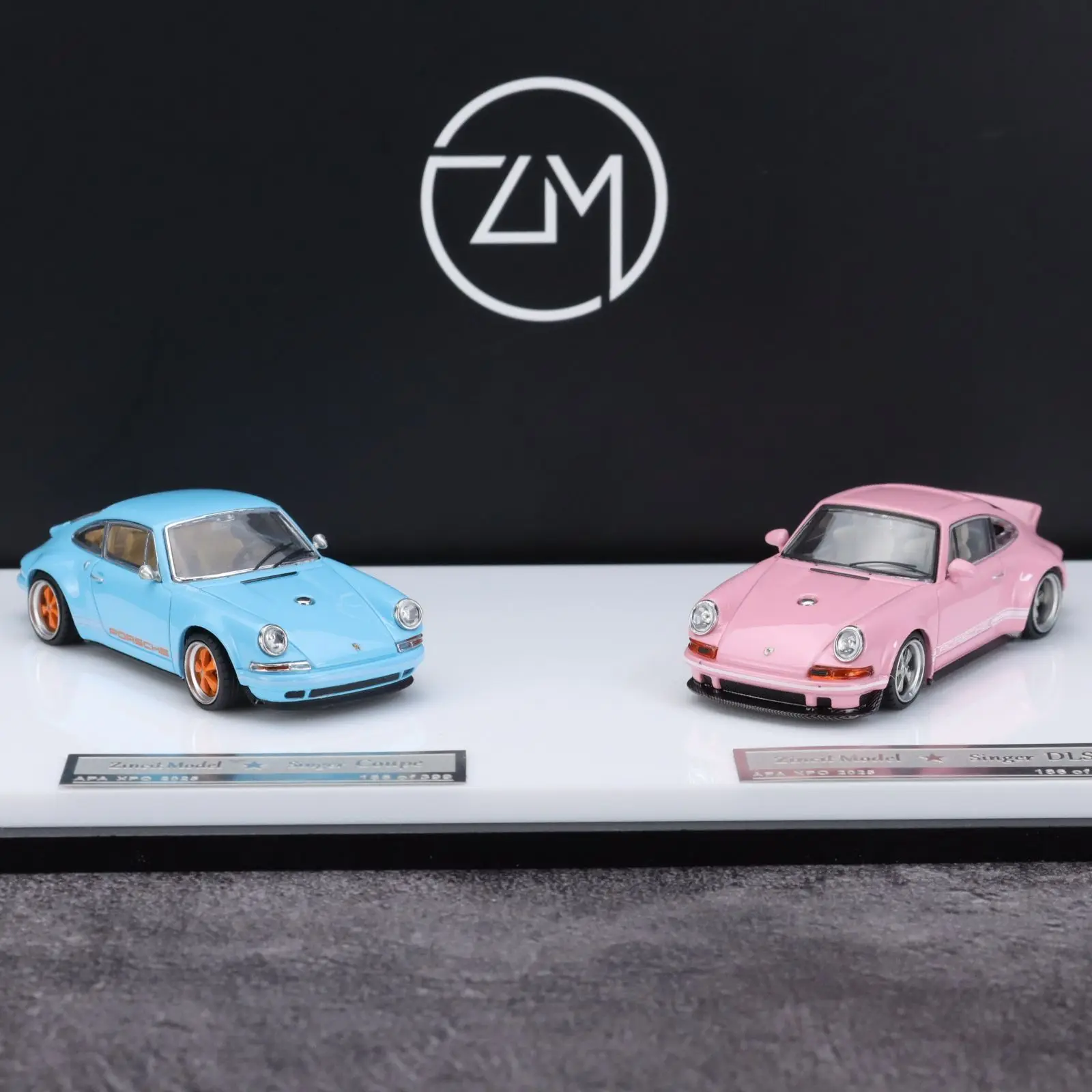 ZINCIT Diecast 1:64 Porsche Singer Pink Blue Twin Pack Alloy Car Model Porsche Play Vehicles Collectible Model Cars Toys Gift