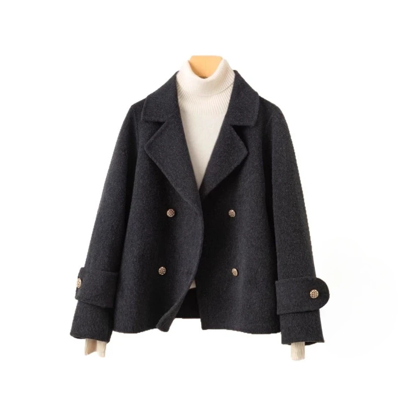 Spring wool double-sided woolen coat women's, new Korean version small high-end temperament short coat women's clothing