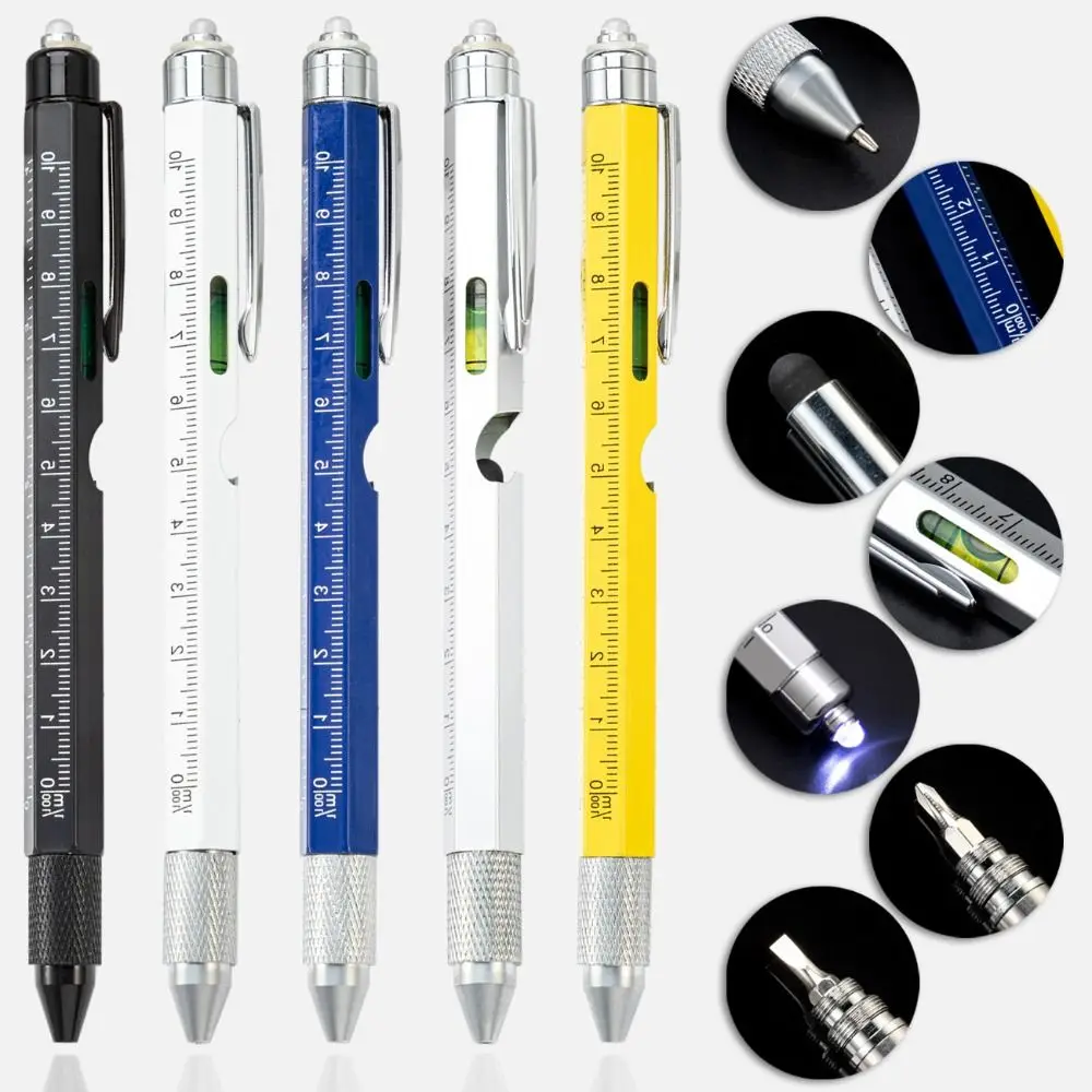 9 in 1 Multi-function Tool Pen Detachable DIY Ballpoint Pen Levelgauge Professional Handheld Screwdriver Tool Tighten The Screw