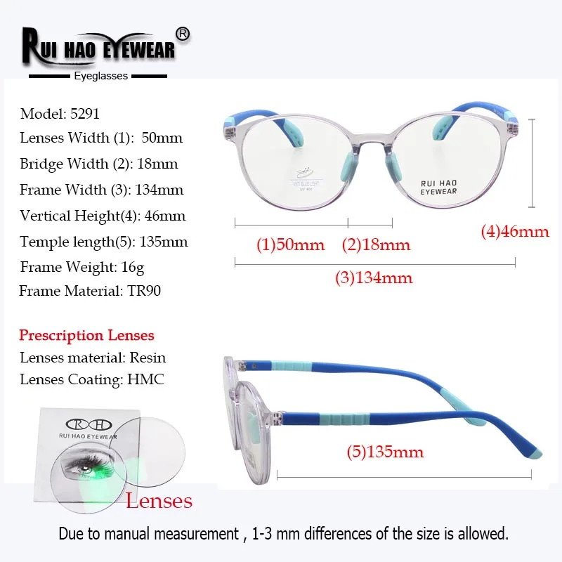 Customize Student Prescription Eyeglasses Boy Girl KIDS Glasses Frame Fill Optical Lenses Amblyopia Myopia Spectacles 5291