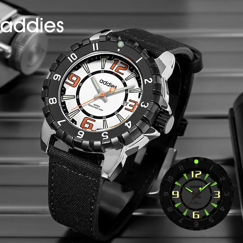 

ADDIESDIVE Men Quartz Watch Mineral Glass 50m Waterproof Luminous Wristwatch Stainless Steel Fashion Men's Watches MY-057