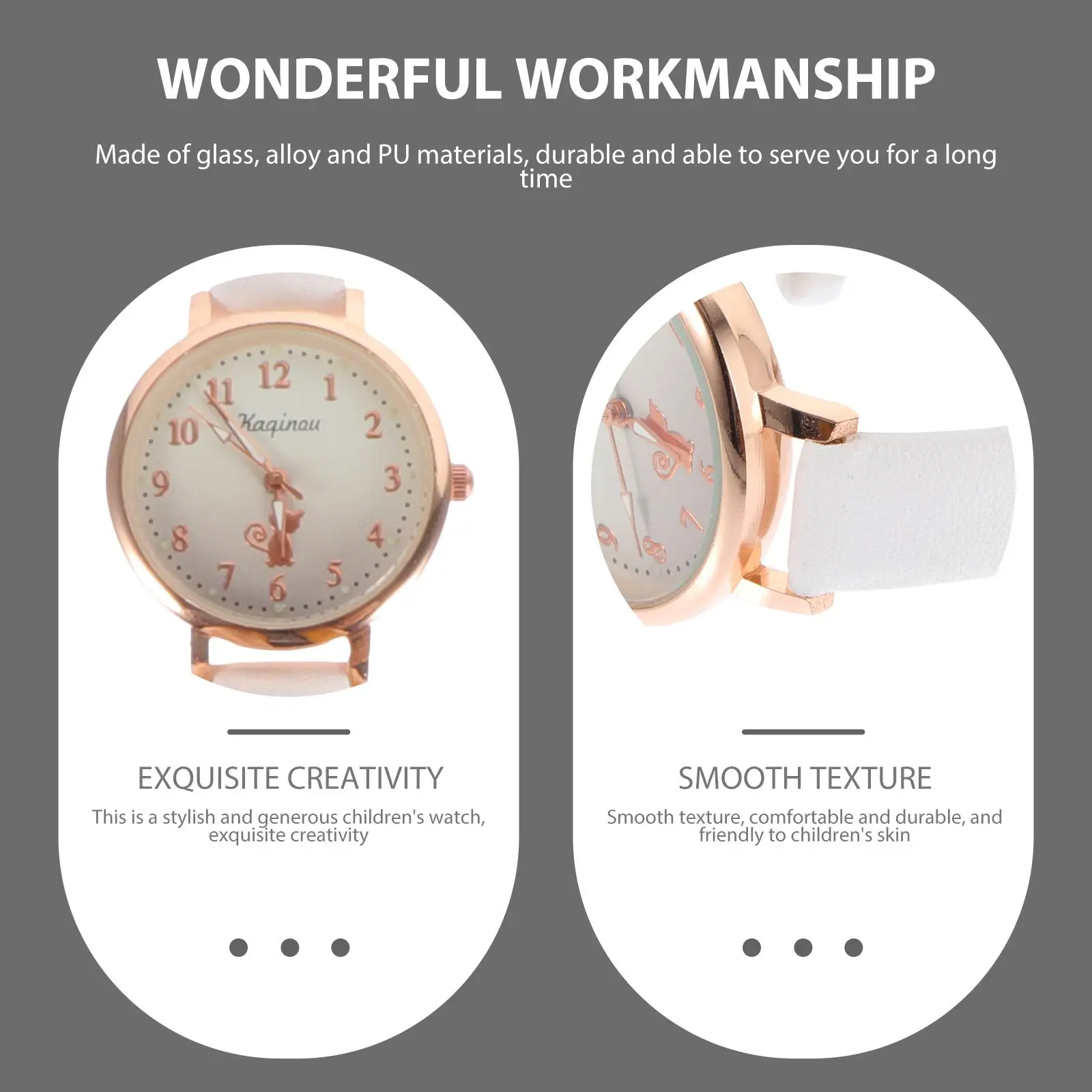 Glass Alloy PU Vivid Simple Practical Clear Time Display Smooth Durable Skin Friendly Versatile Matching Kids Casual Watch