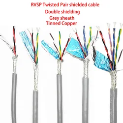 26AWG 1/5/10Meters RVSP Shielded Twisted Cable Grey 2/4/6/8Cores RS485 Signal Control Wire Tinned Copper Wire Audio Cable