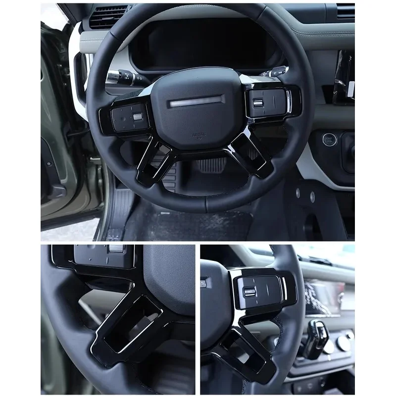 For Land Rover Defender 90 110 Black Edition Modification Accessories L663 Carbon Decorative Trim ABS Steering Wheel Frame Cover