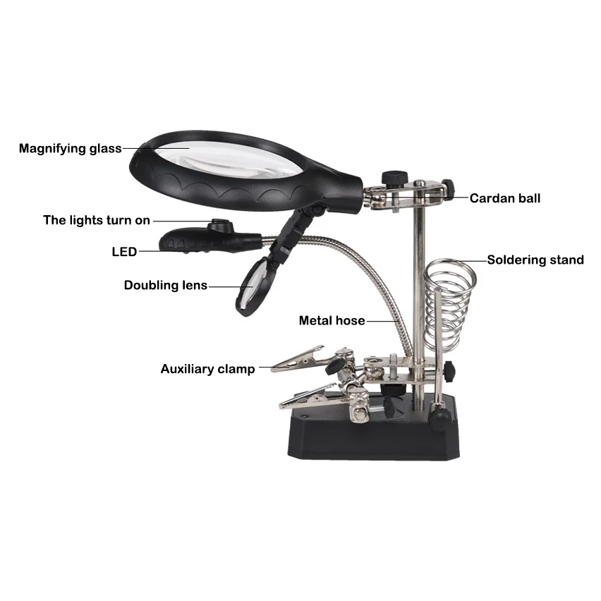 TE800 desktop magnifying glass welding repair workbench lamp repair circuit board fixing table soldering PCB fixture