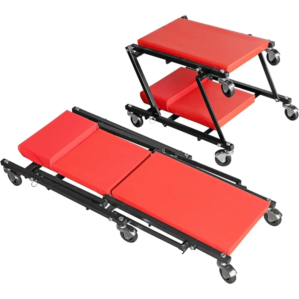 

Большой красный 36-дюймовый складной генератор для ремонта автомобилей с дизайном гаражного магазина 2-в-1, поддерживает до 300 фунтов, красный