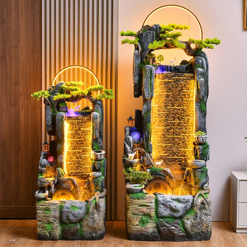 New Chinese rockery, fountain, living room landscape garden decoration with water curtain wall