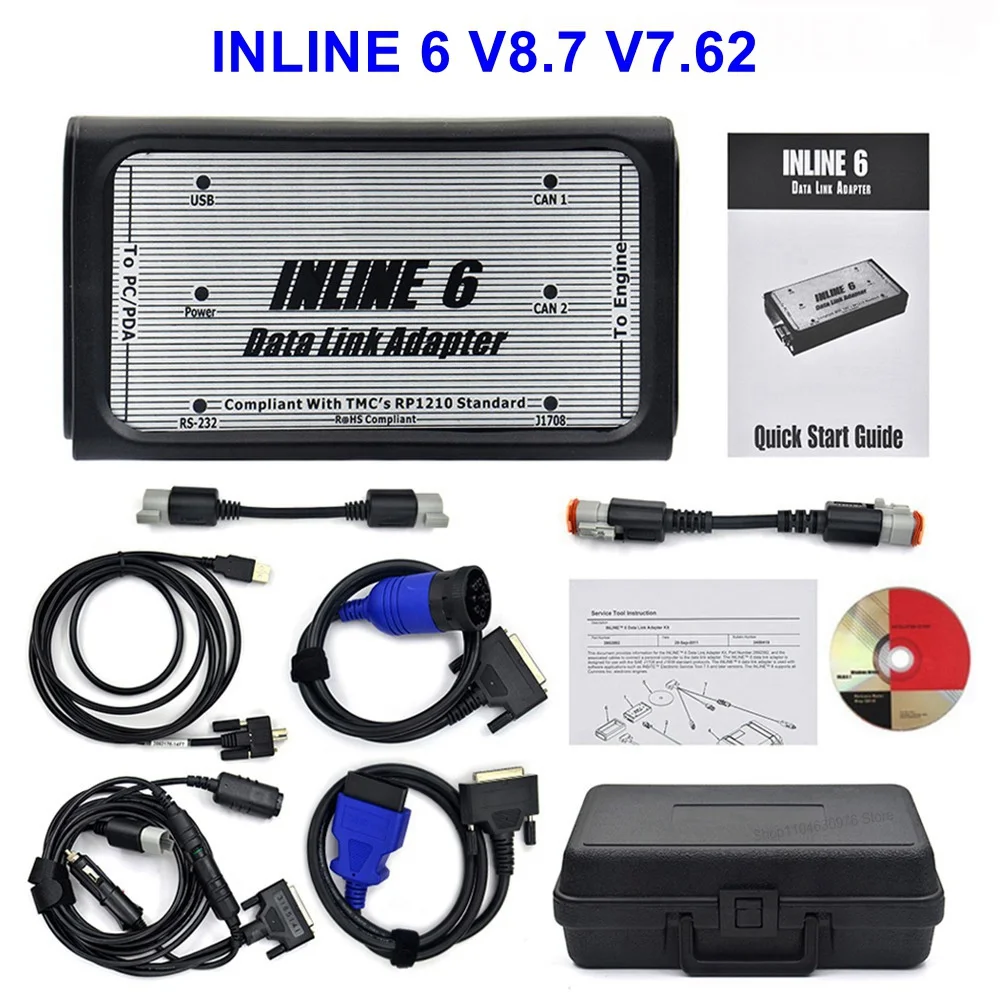 INLINE 6 V8.7 V7.62 Data Heavy Duty INLINE6 For Cummins Truck Scanner Diagnostics Complete Heavy Duty Truck Diagnostic Tool