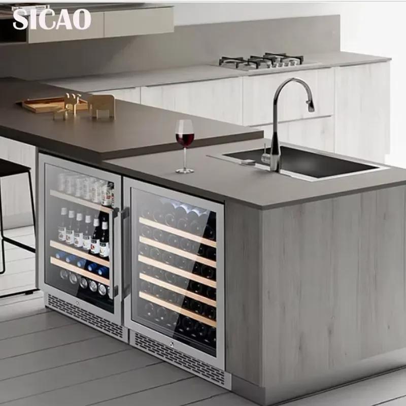 300L Dual Zone Wine Cooler 90 Bottles R600a Glass Door Beverage Fridge Blue LED Light Cellar Cabinet for Home Bar Kitchen