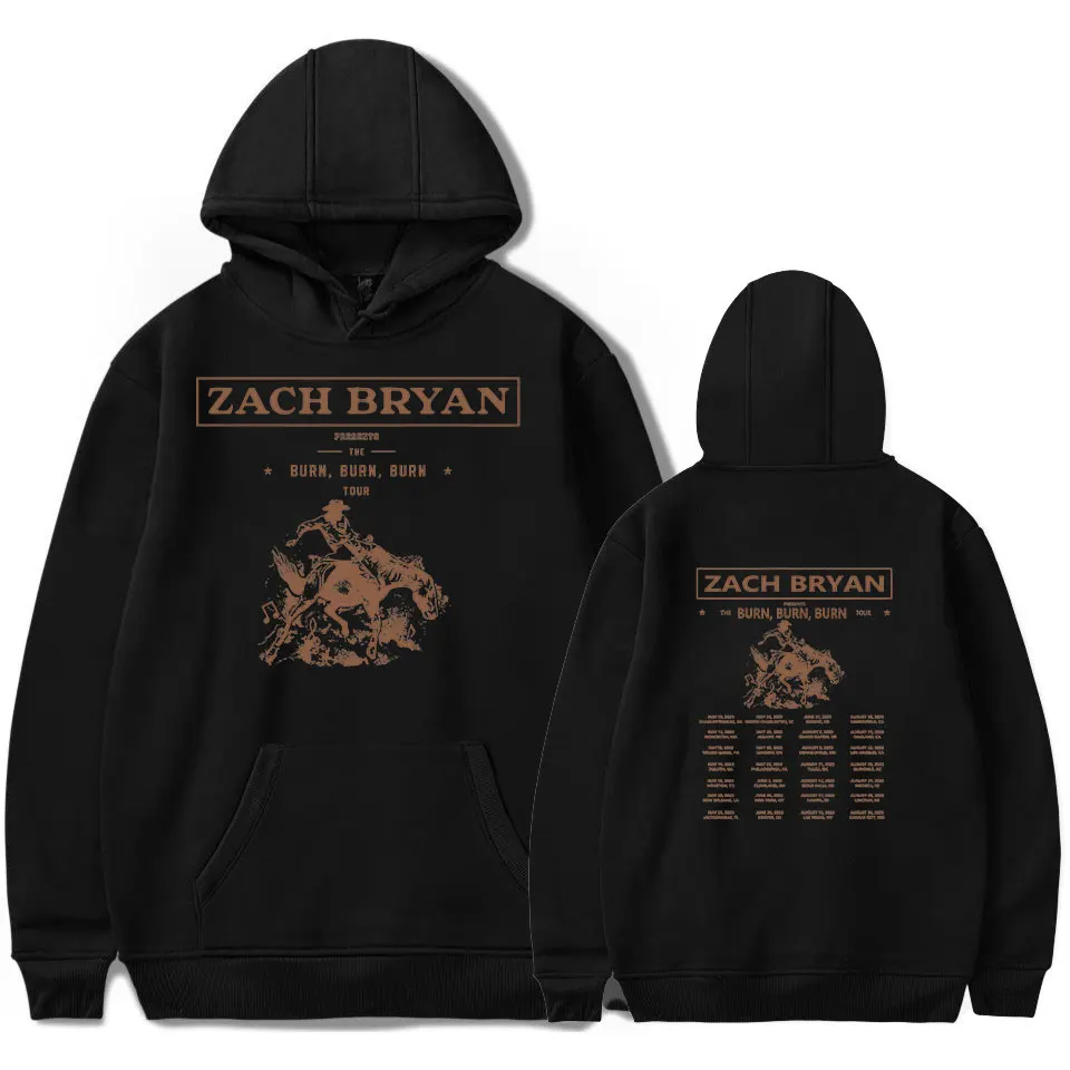 Zach Bryan-Burn Burn Tour Hoodies, pulôveres impressos estilo casual, moletom streetwear, moletom cantor