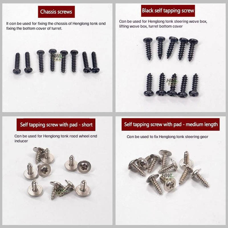 Henglong RC Tank Model Accessories Drive Road Wheel Rocker Arm Shock Screw Shock Spring Universal Motor Gears