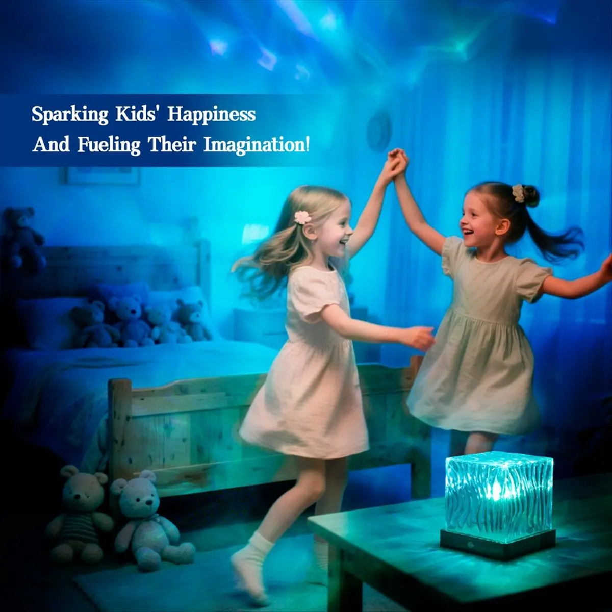 Lively- 17 Colors Dynamic Rotating Water Ripple Projector Night Light Crystal Lamp for Living Study Bedroom Atmosphere Light