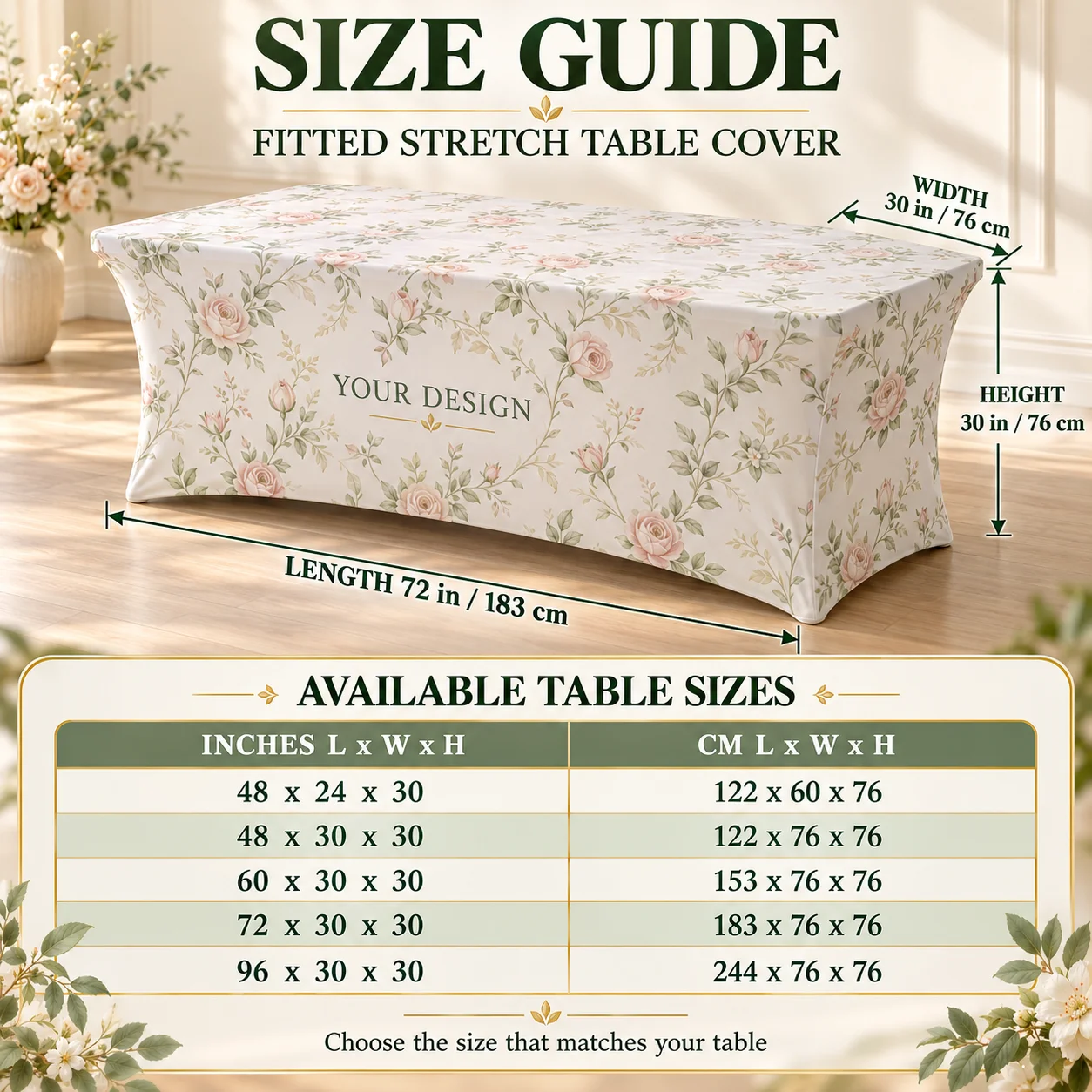 Personalized Milk Silk Stretch Table Cover Custom Photo Text Logo Print Fitted Tablecloth for Home Restaurant Hotel Patio Events
