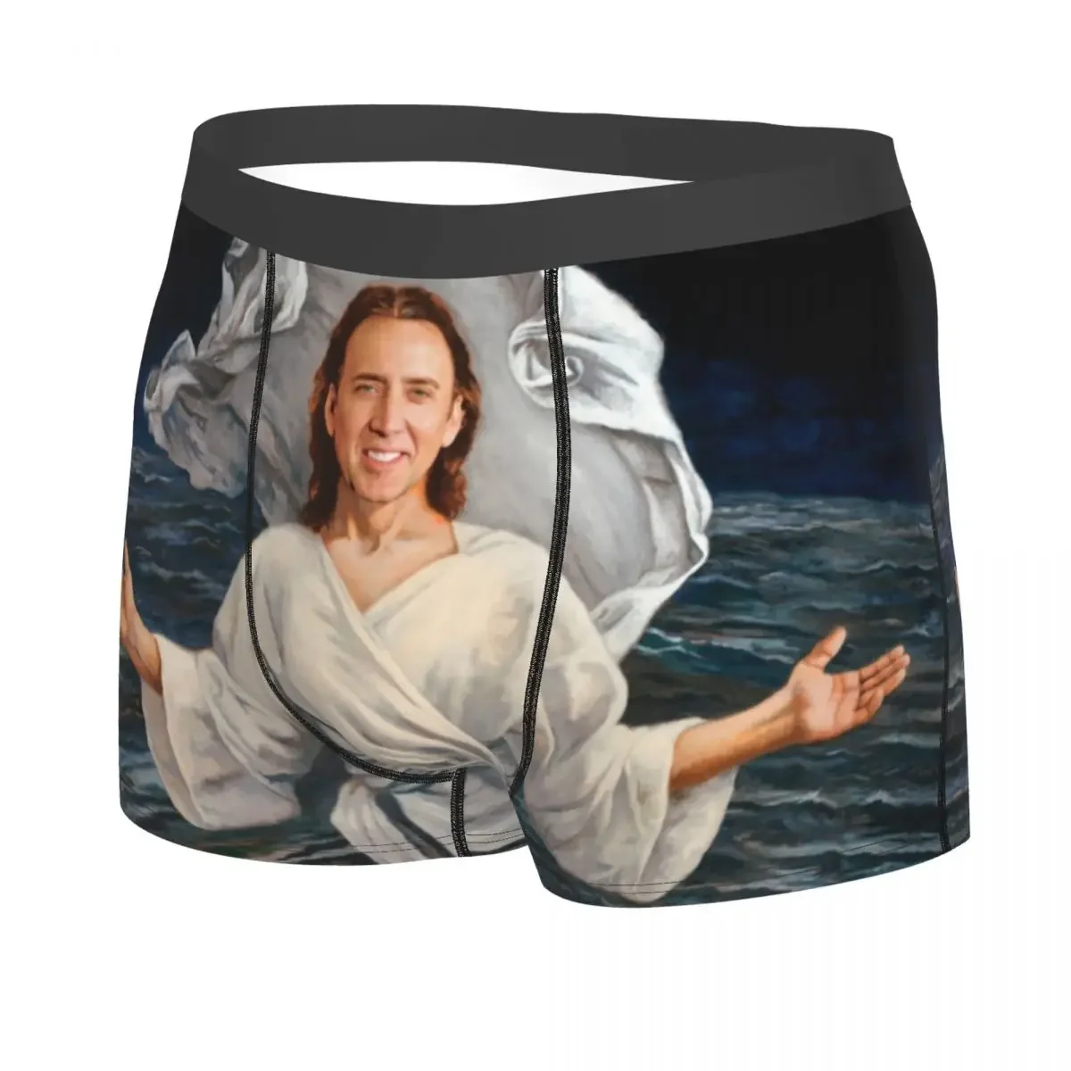 Nicolas Cage Walking On Water Underwear Male Sexy Print Customized Funny Meme Boxer Briefs Shorts Panties Breathable Underpants