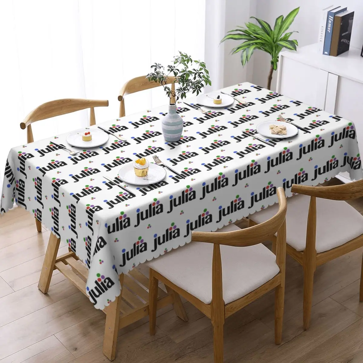 Julia Hex Logo Custom Rectangular Tablecloth Waterproof Table Cover for Dining Events Table Cloth