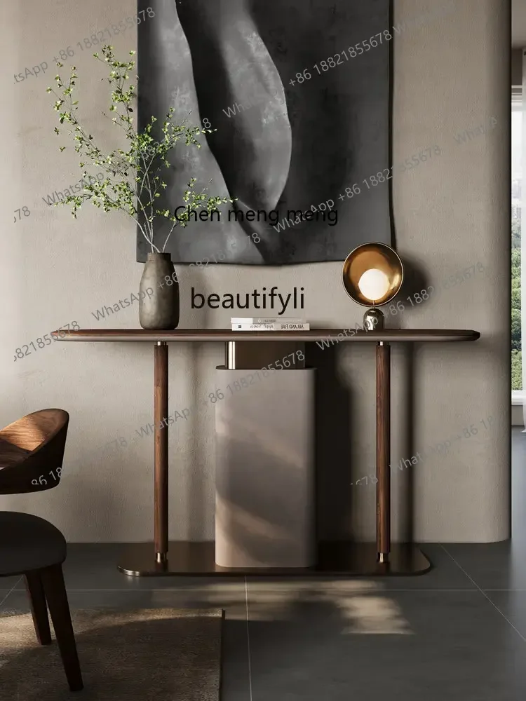 

Light Luxury Living Room Console Tables Wall Villa Art Side View Sets Black Walnut Solid Wood Console Tables