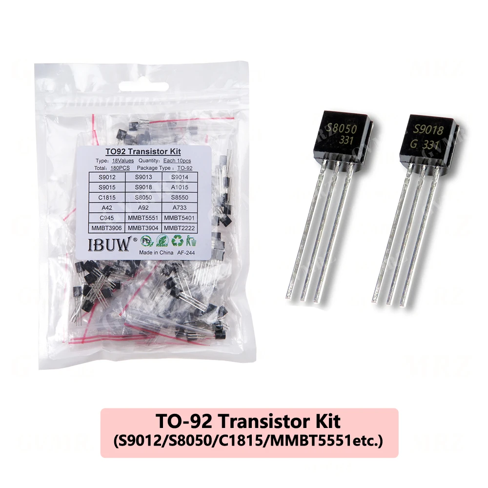 180PCS 18Values TO-92 Transistor Kit (S9012/S8050/C1815/MMBT5551 etc.) for Arduino DIY Electronic Project S9015 MMBT3906/3904