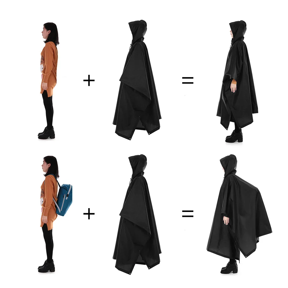 3-in-1 wasserdichter Regenponcho, leichter Regenmantel mit Kapuze, Picknickmatte, Decke, Sonnenschutz für Outdoor, Camping, Wandern, Zyklus, Klettern