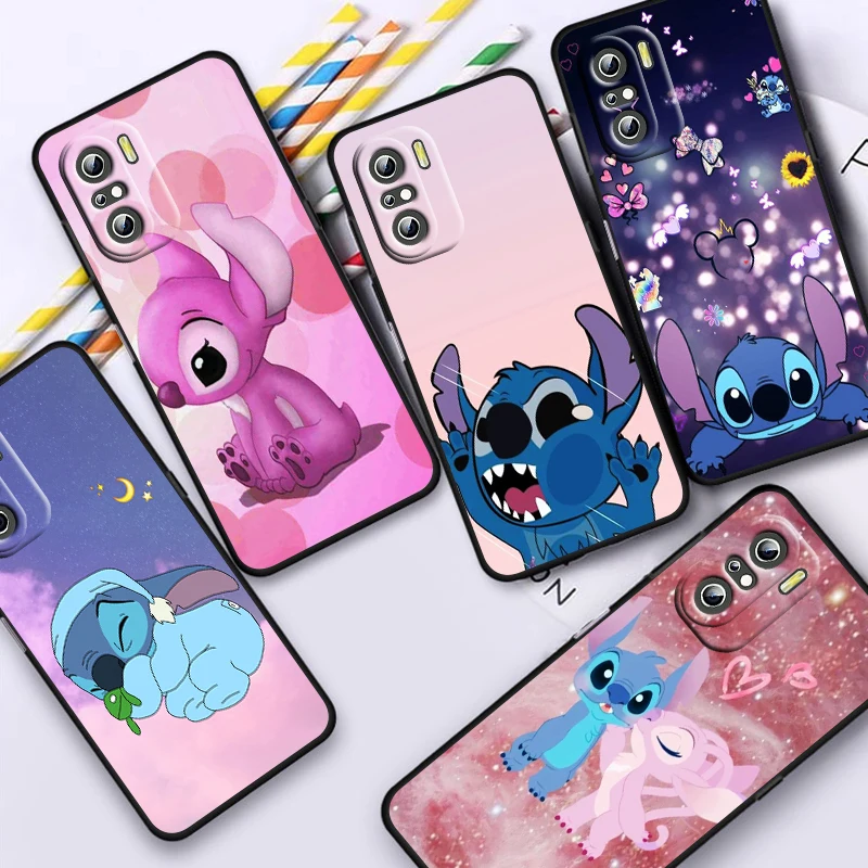 Stitch Little Monster For Xiaomi Redmi Note 12 11E 11S 11 11T 10 10S 9 9T 9S 8 8T Pro Plus 4G 5G Black Phone Case