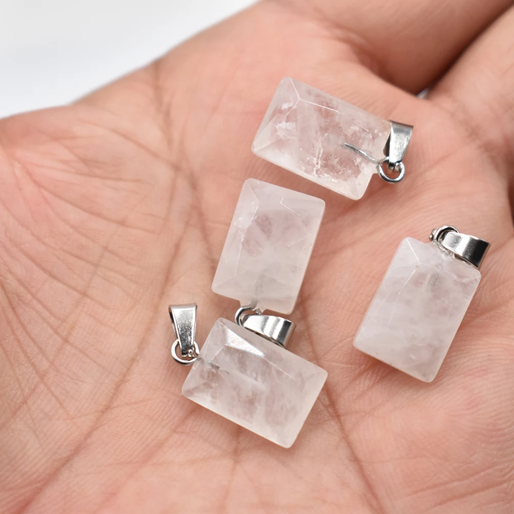 Großhandel 20 Stück/Lot geschliffene 10x14mm Naturstein Amethyst Rosenquarz Anhänger DIY Charm für Schmuckherstellung Kostenloser Versand – Detail 12