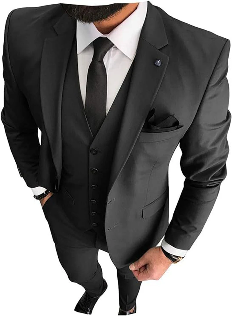 Slim Fit 3 Piece Groom Wedding Suits Men Suits Prom Tuxedo Custom Blazer Terno Masuclino 3 pieces (jacket +vest +pant)