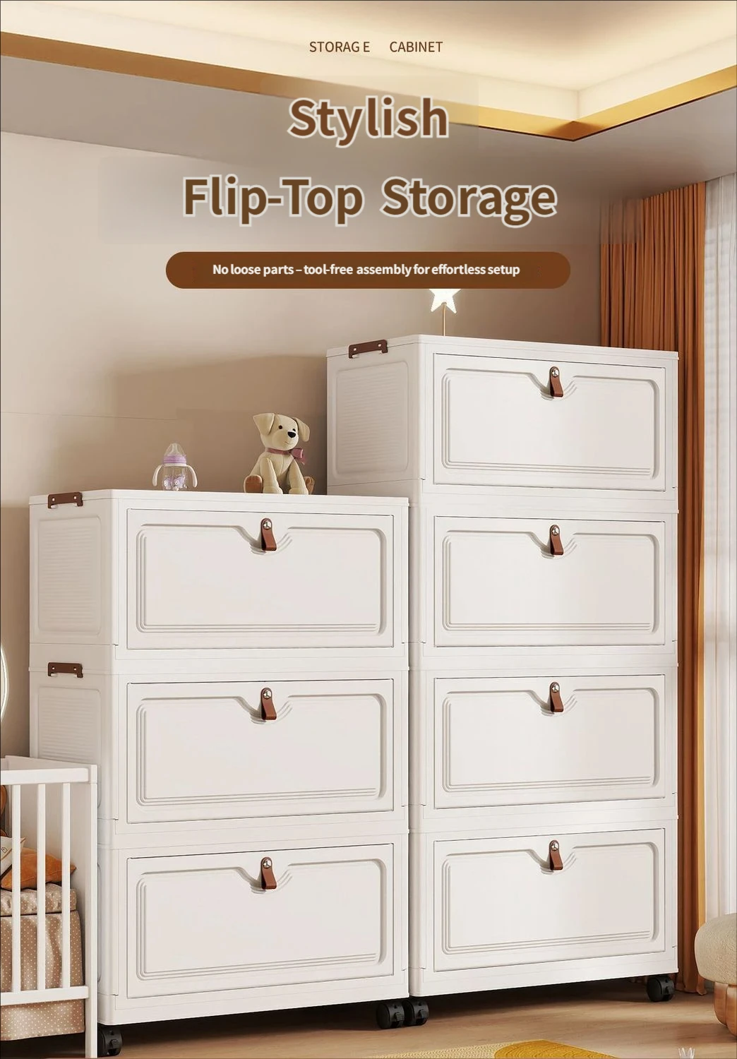 Mobile under Desk Storage Cabinet Multi-Layer Organizer for Documents Books Snacks Flip Cover Home Office Furniture