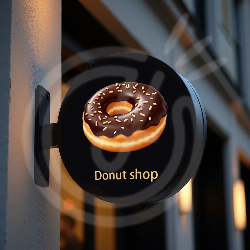 Custom Donut Shop Light Box for Round Acrylic LED Storefront Waterproof Double Sided Outdoor Business Signage Wall Mounted