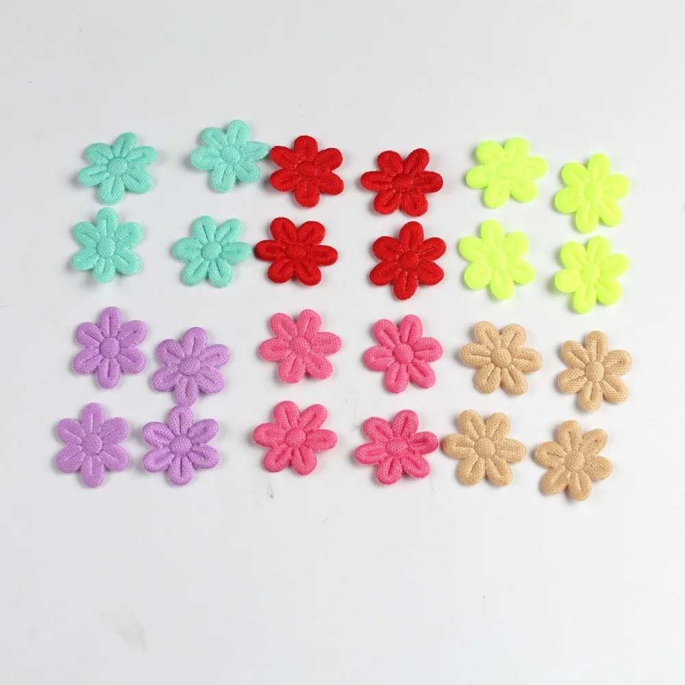 100pcs 2CM Children's Hair Accessories Five-petal Flower Cloth Jewelry Cloth Stickers DIY Sewing Craft Embossing