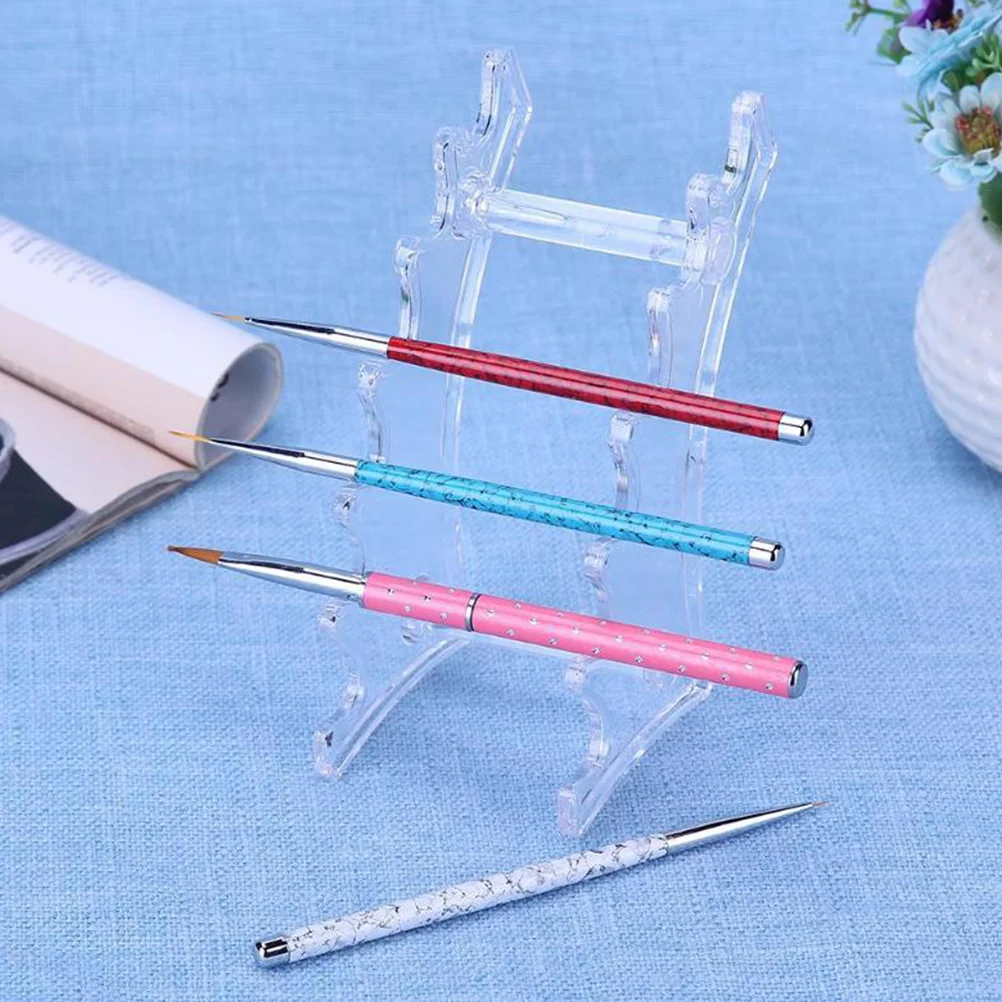 Display Stand 6 Slot Transparent Plastic ganizer for Home Office Makeup Brushes Nail Pens Storage Rack Space Saving