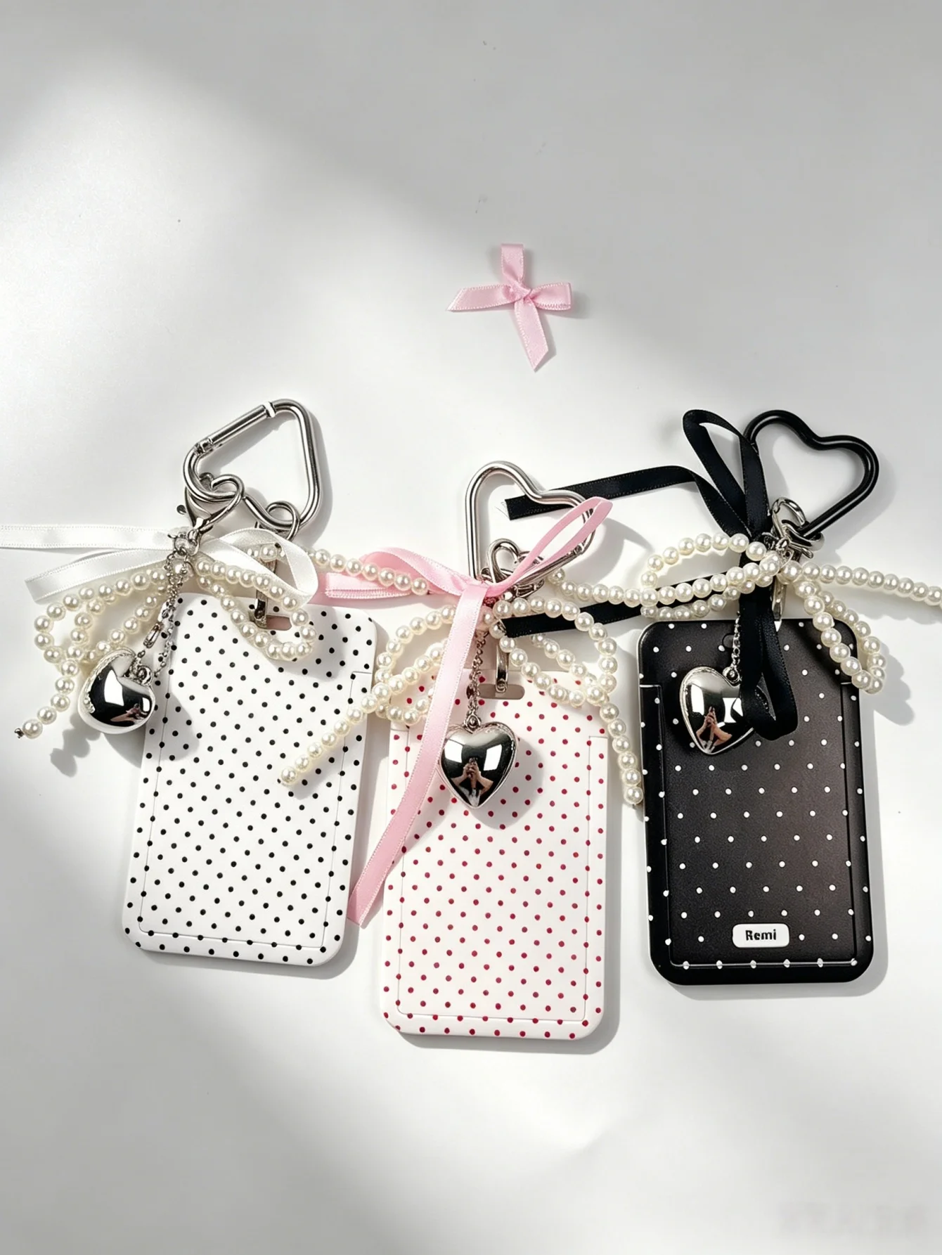 1 Piece of Polka Dot Printed Bowknot Bead Pendant Bag Accessory, Sweet and Cool Y2K Style, Suitable for Decorating Handbags, Crossbody Bags, Backpacks, Bag Charms, Keychains, Etc