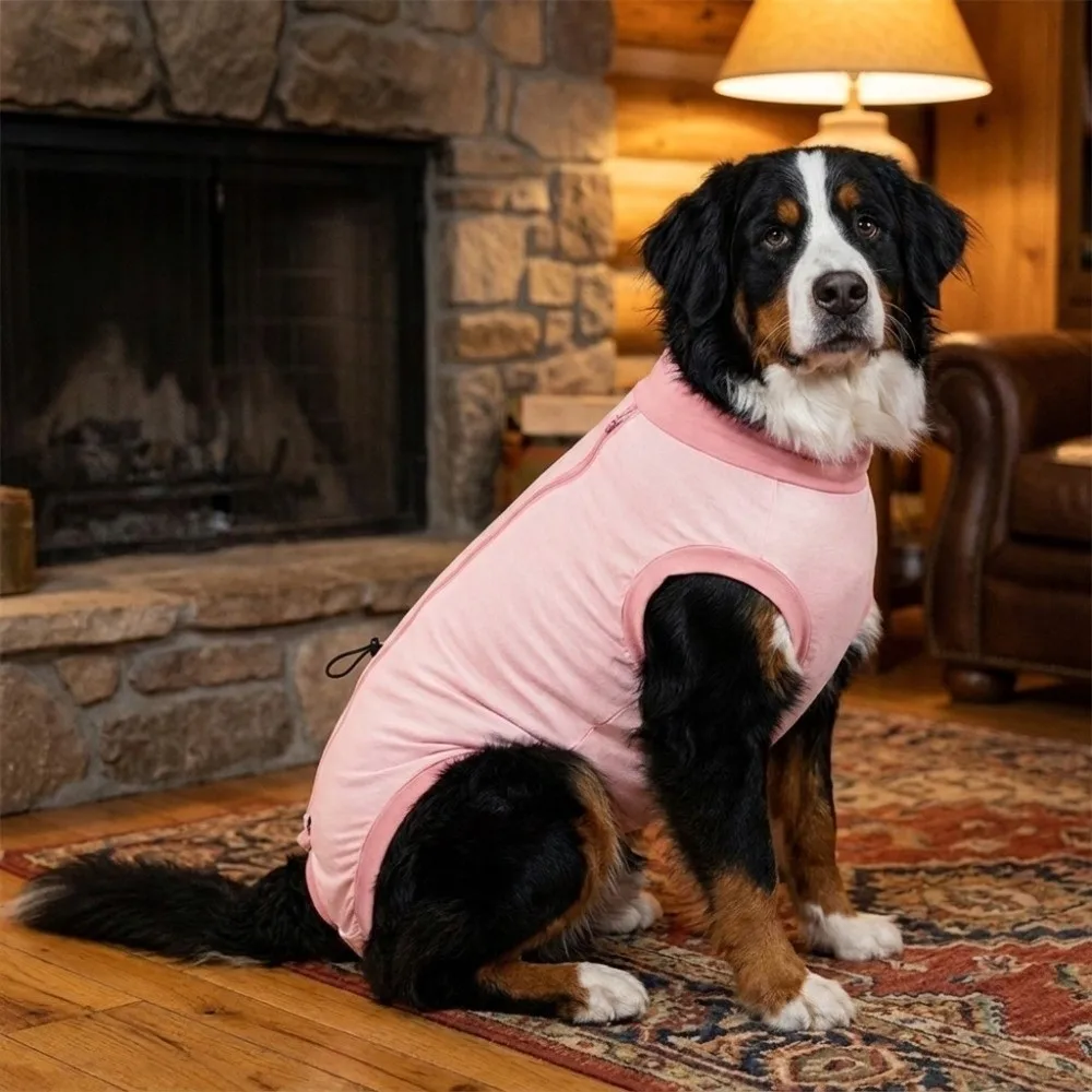 Comfortable Dog Neutering Suit Adjustable High Elastic Anti-Licking Pet Clothes With Zipper Breathable Dog Bodysuit