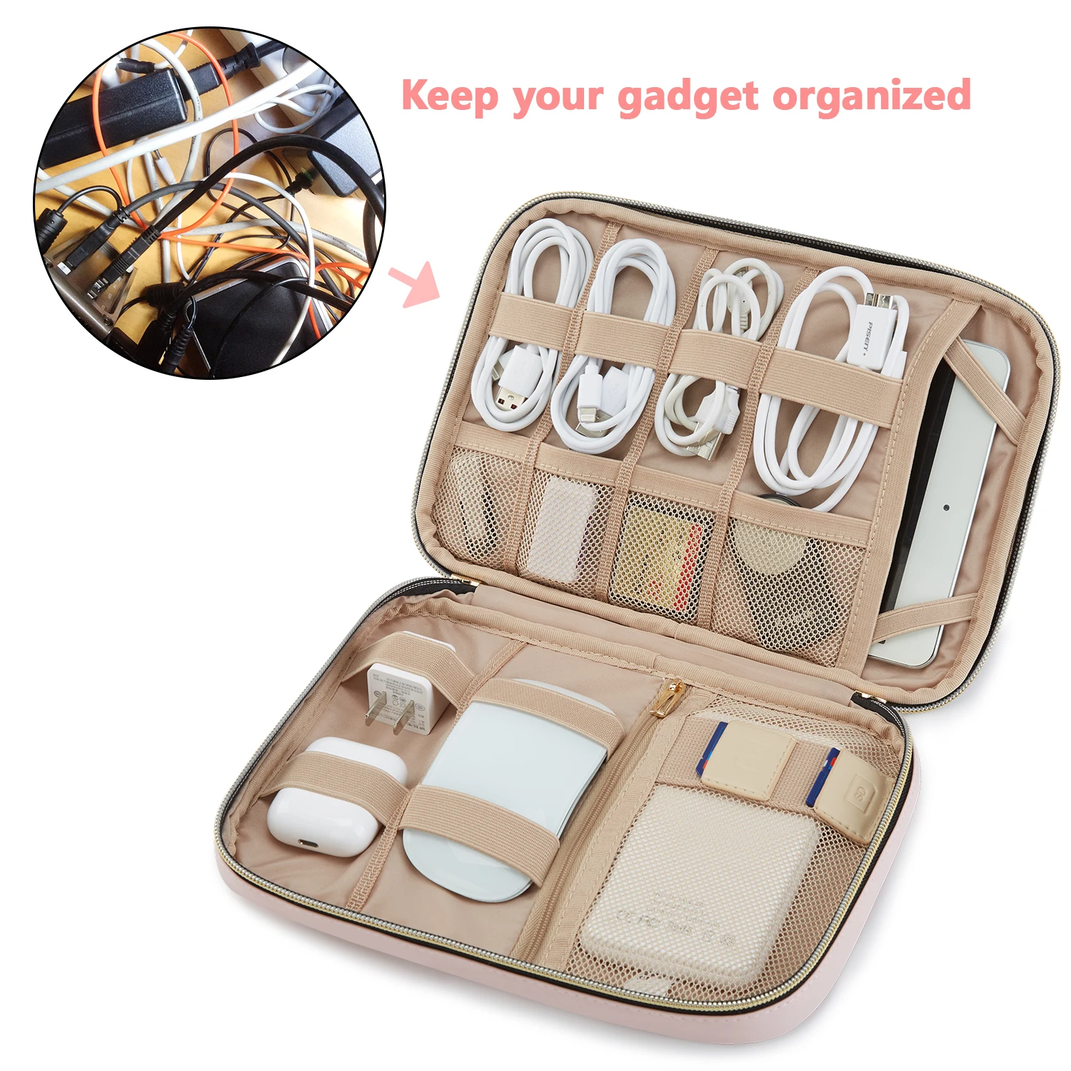 Imagem -02 - Bagsmart-travel Cabo Organizer Impermeável Gadget Pouch Charge Power Bank Ipad Headphone Fundamentos de Viagem