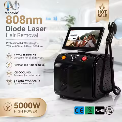 Portable Soprano Ice Titanium Diode Laser Hair Removal Machine 4 Wavelength 755/808/940/1064 5000W Ice Cooling Painless Permanen