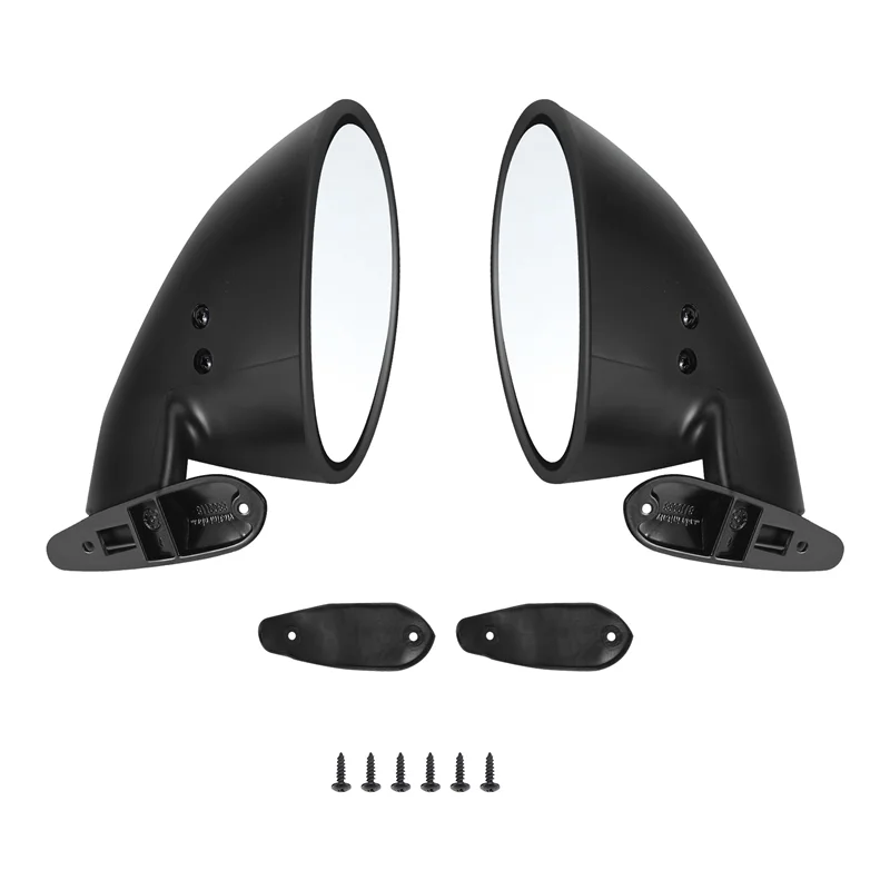 

California Style Left & Right Car Classic Retro Door Wing Side Mirror Rearview Vintage Matte Universal Black-A61E