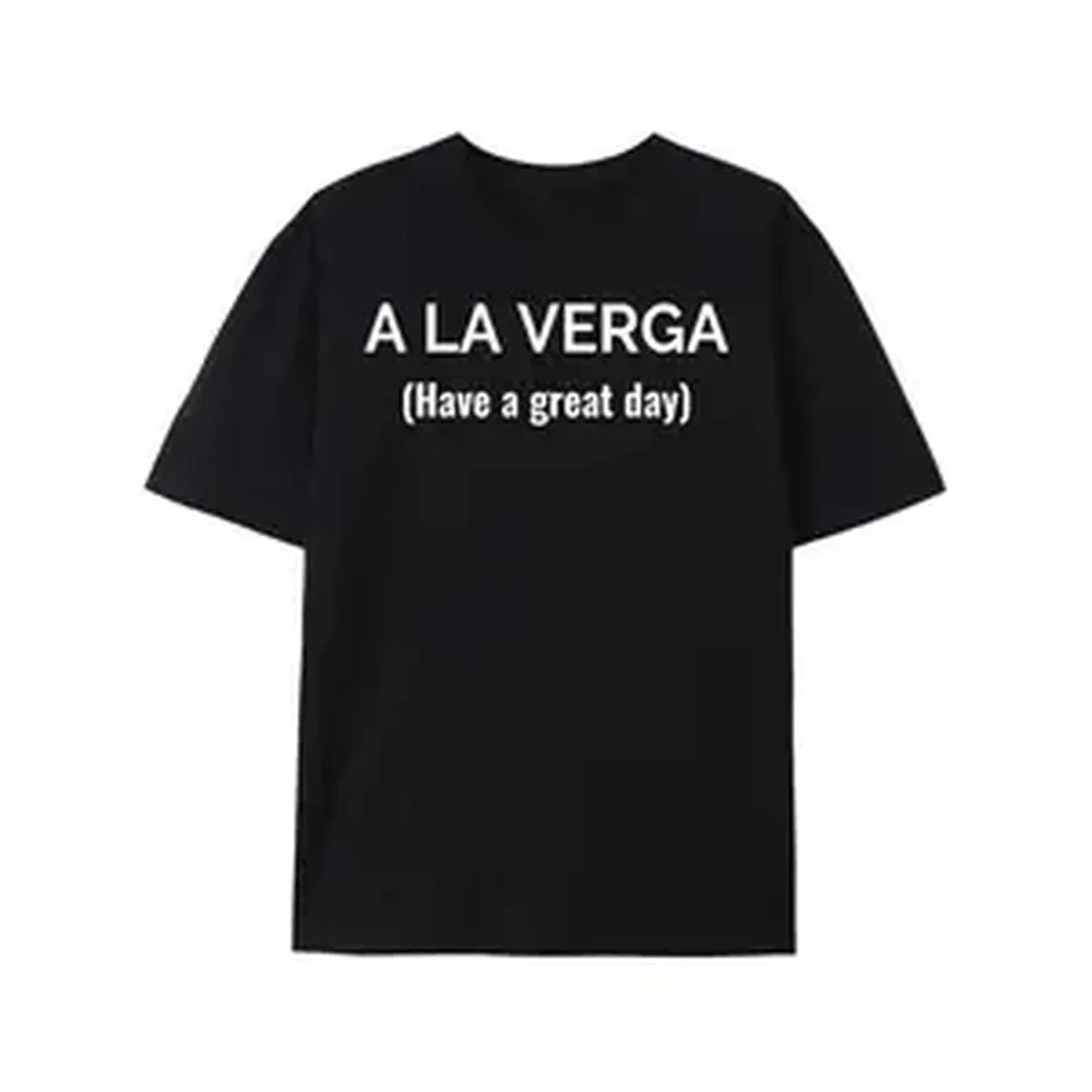 Summer t Shirts A La Verga Black T-shirt-5389 Funny Men's Short Sleeve Graphic T-shirt Collection Black
