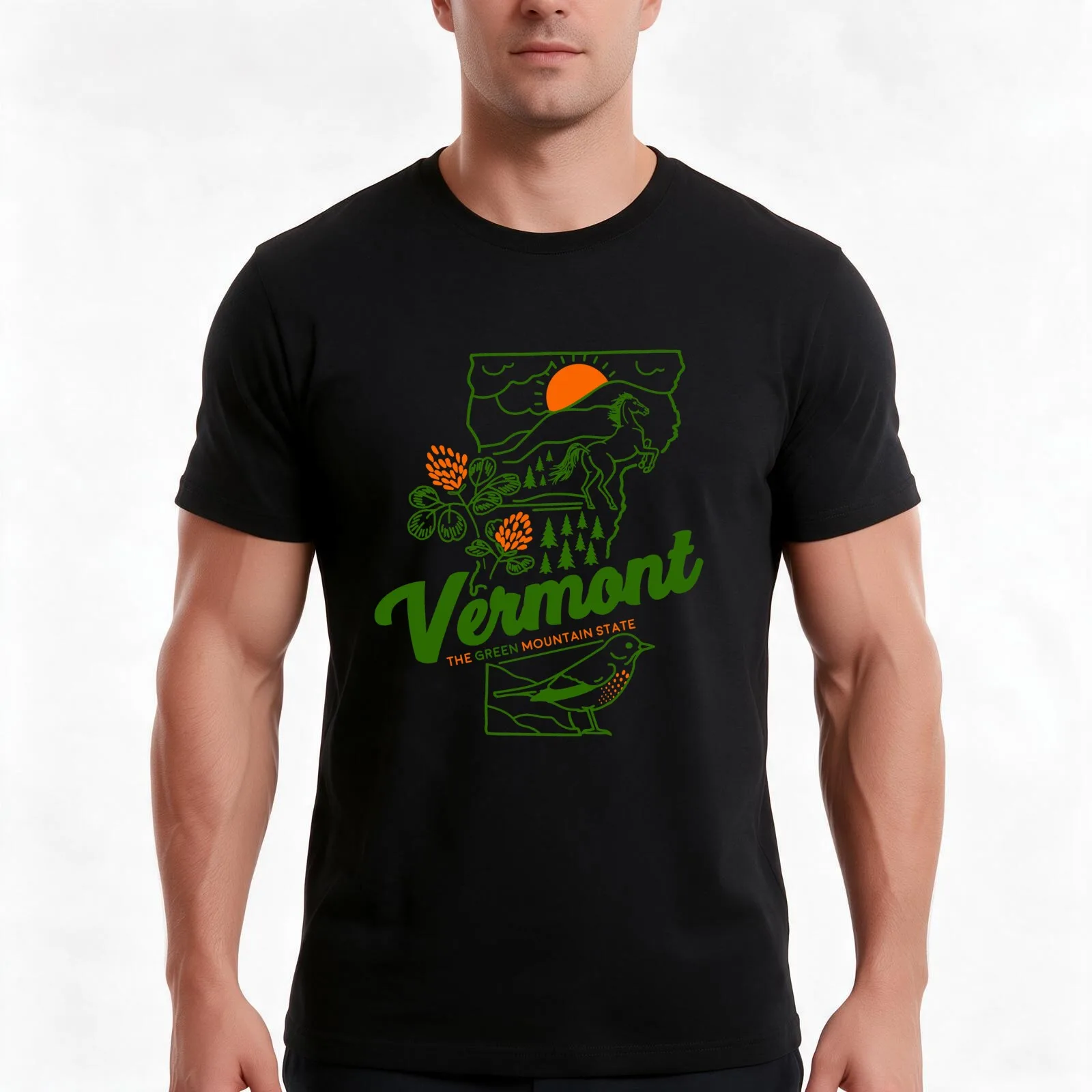 Vintage Vermont Shirt T-Shirt, Summer Casual Cotton Tee, Oversized Streetwear Tops, Vintage Graphic Print, Unisex Men Women